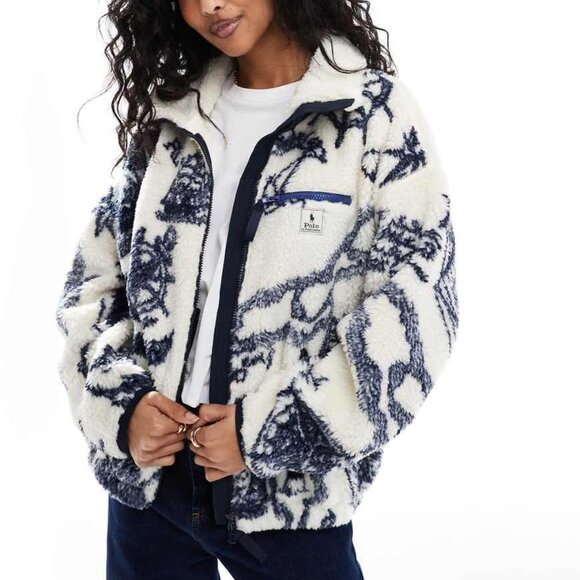 NWOT High-Pile Fleece Graphic Zip Jacket - Picture 4 of 14